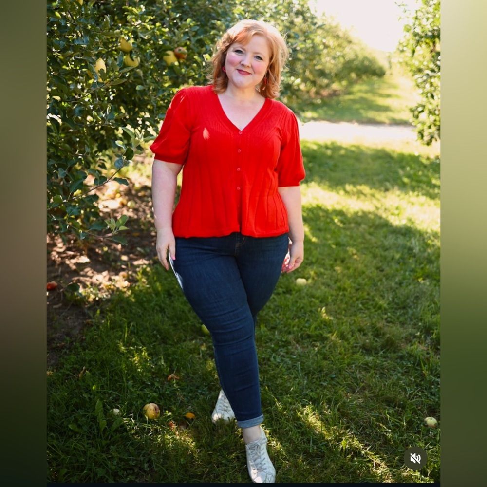 Maeve Vibrant Red Knit Top